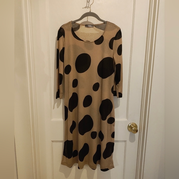 Alembika Mara Tunic Top Sand Dot Black Lightweight Layering Size 2 Medium - Picture 2 of 7